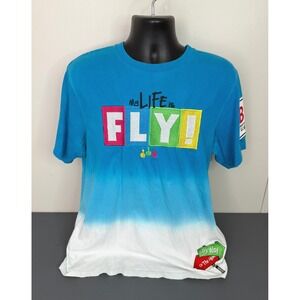 Born Fly Men's My Life is Fly Embroidered Ombre Dyed Cotton T-Shirt Size XL